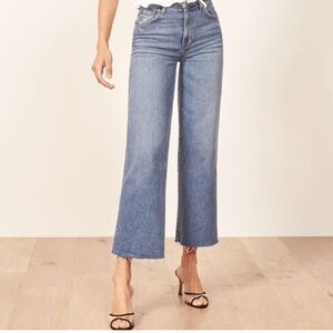 Reformation Womens Blue Catalina Stretch Flood Raw Hem Crop Jeans Pants Size 30